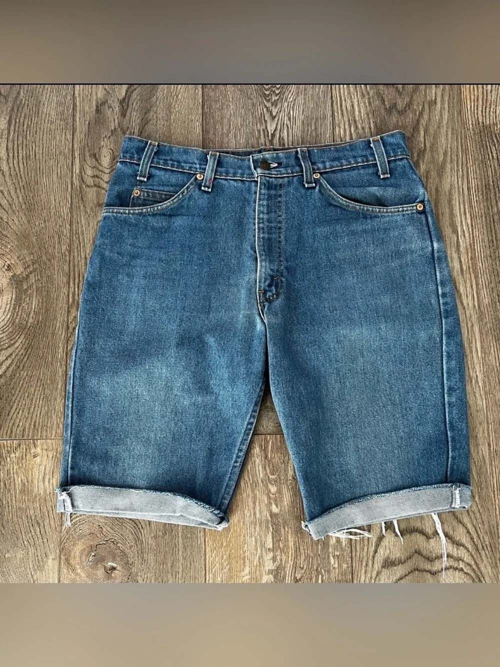 Vintage 80s LEVI’S Orange Tab 20508 0914 Cuffed Denim Jean Shorts 33”